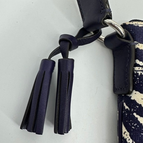 Coach Legacy Zebra Print Canvas Leather Trim Crossbody Bag Purse Purple 23410 - Picture 11 of 13